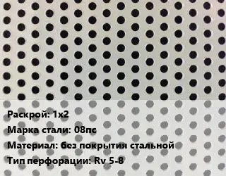 Лист перфорированный 1х2 Марка: 08пс без покрытия стальной Rv 5-8